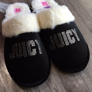 🛑SOLD Juicy Couture Rhinestone Faux Fur Slippers
